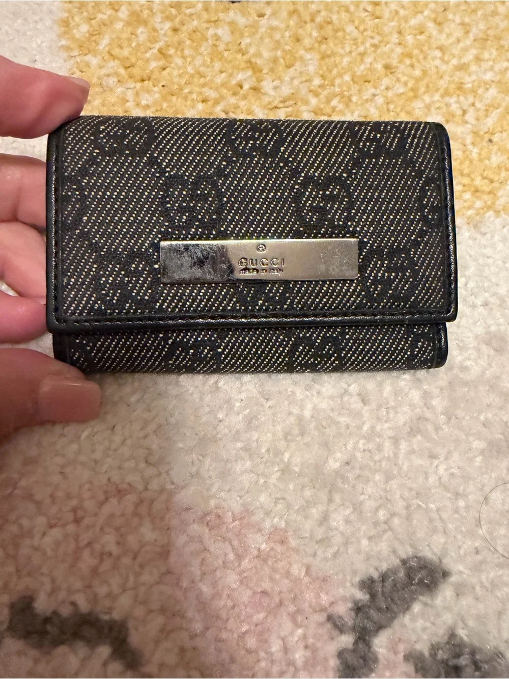 Black Gucci Denim Women’s Cosmetic Pouch and Wallet Set